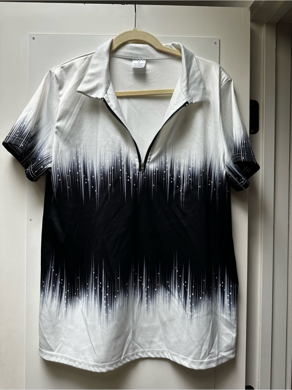 Women’s Black and White Gradient Zip Polo/Golf Shirt